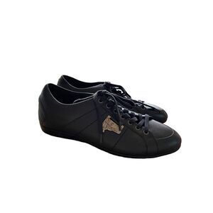Versace Collection Mens lace Up Leather Fashion Sneakers Shoes Black Size 42